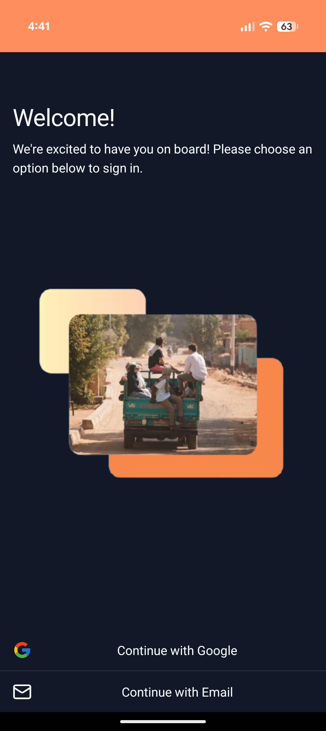 NomadCrew Welcome screen